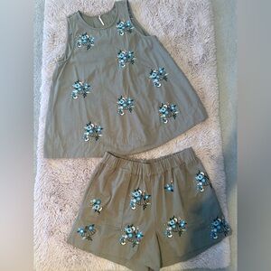 Free People Olive Embroidered Strada Set M